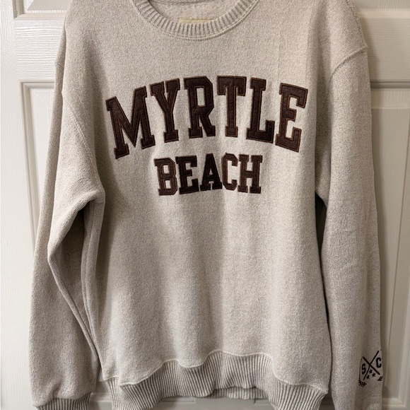 Myrtle Beach Beige and Brown Crewneck Sweatshirt - Picture 4 of 5